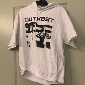 Outkast White Graphic Hoodie with Cropped Sleeves